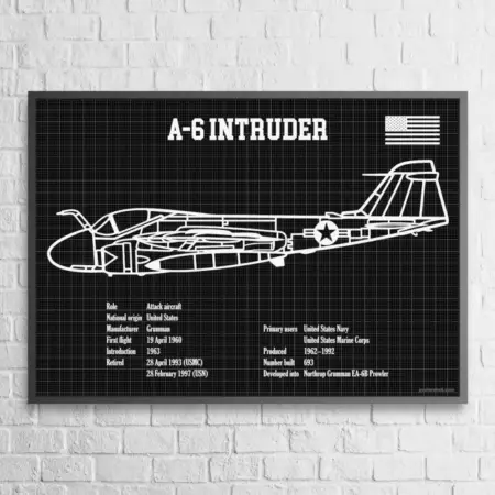 A 6 Intruder Fighter Jet Blackprint Wall Poster postershall.com