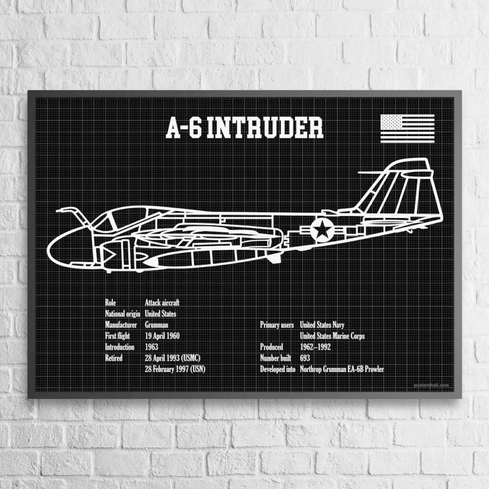 A 6 Intruder Fighter Jet Blackprint Wall Poster postershall.com