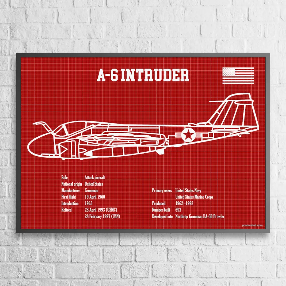 A-6 Intruder Fighter Jet Blueprint Wall Poster - Image 4