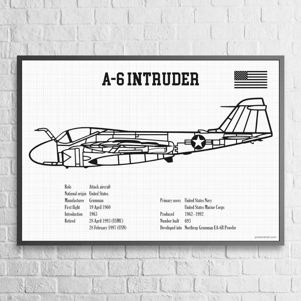 A-6 Intruder Fighter Jet Blueprint Wall Poster - Image 5