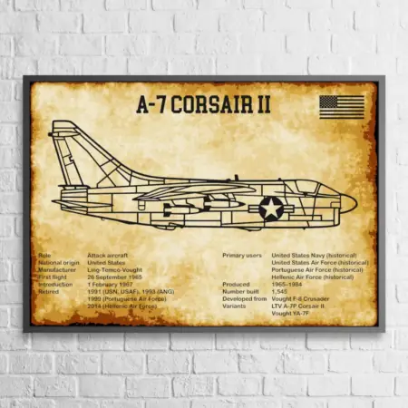 A 7 Corsair II Fighter Jet Vintage Wall Poster