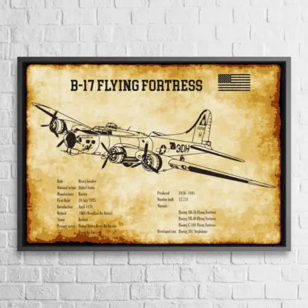 B 17 Flying Fortress Airplane Vintage Wall Poster