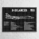 B 1B Lancer Bomber Blackprint Wall Poster