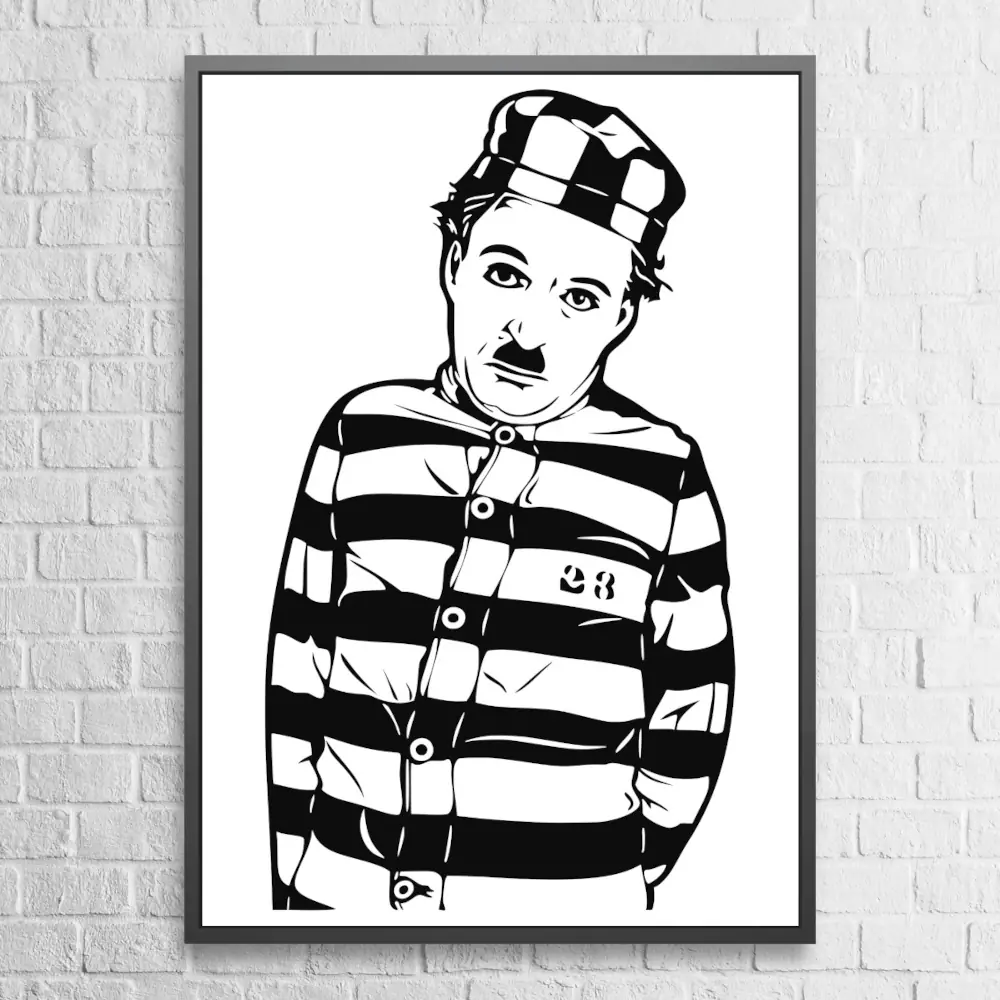 Charlot en Prisonnier Poster Charlie Chaplin Artwork Wall Poster
