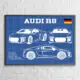 Audi R8 V10 2018 Blueprint Wall Poster