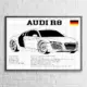 Audi R8 Blueprint Wall Poster