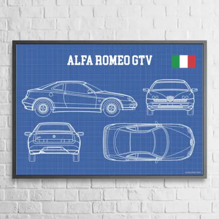 Alfa Romeo GTV Blueprint Wall Poster