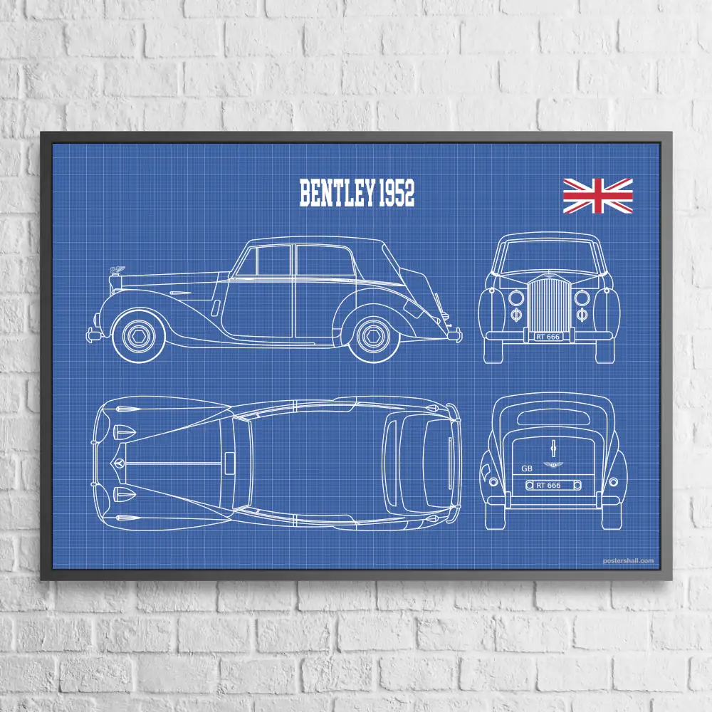Bentley 1952 Blueprint Wall Poster - Image 2