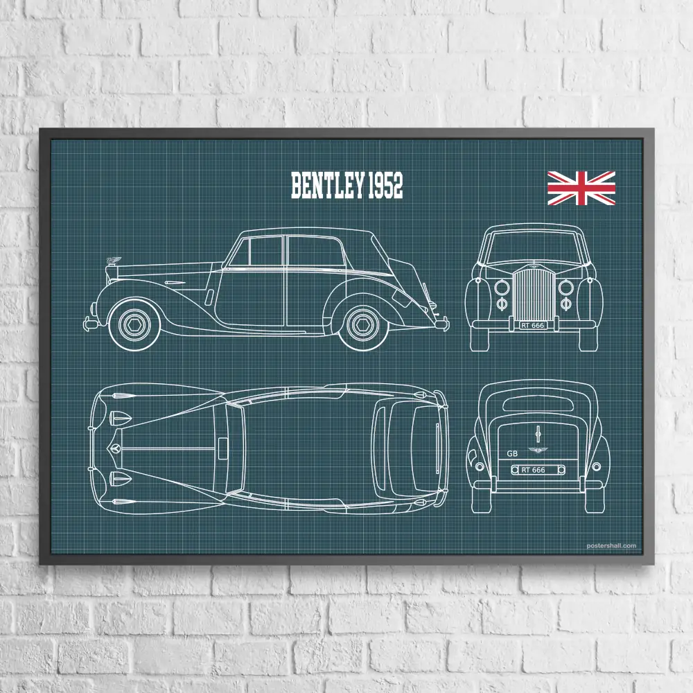 Bentley 1952 Blueprint Wall Poster - Image 3