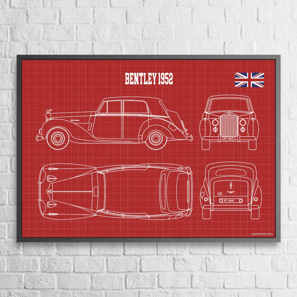 Bentley 1952 Blueprint Wall Poster - Image 4