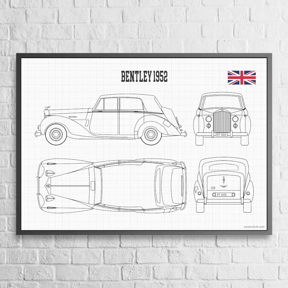 Bentley 1952 Blueprint Wall Poster - Image 6
