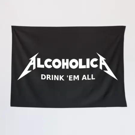 Alcoholica Wall Tapestry, Drink 'em All Tapestry Wall Poster