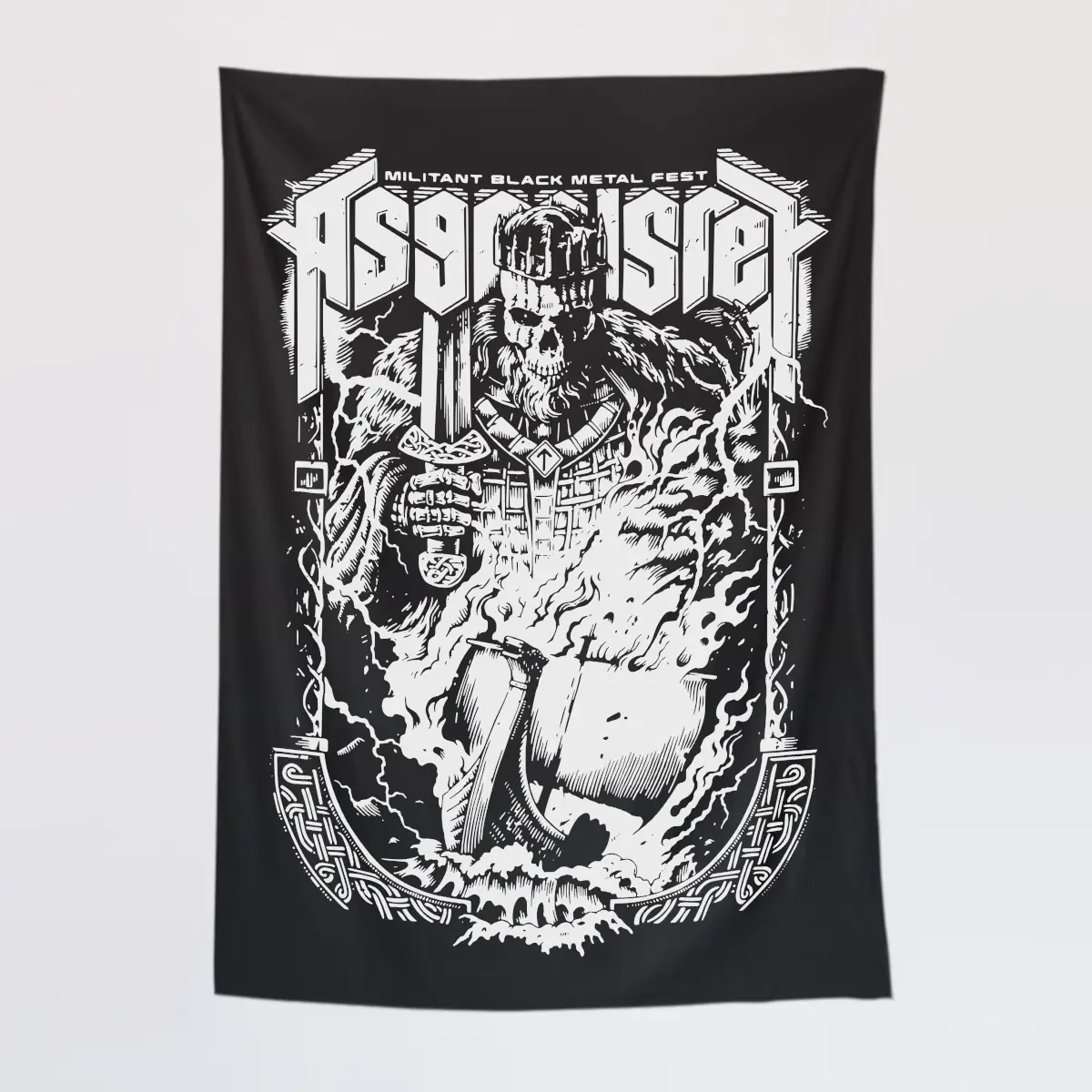 Asgardsrei Festival Wall Tapestry, Militant Black Metal Fest Tapestry Wall Poster
