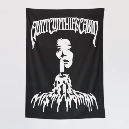 Aunt Cynthias Cabin Wall Tapestry, Misty Woman Tapestry Wall Poster Wall Poster