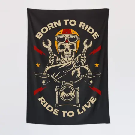 Born To Ride Wall Tapestry, Ride To Live Tapestry Wall Poster