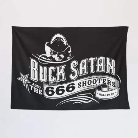 Buck Satan Tapestry, Buck Satan 666 Shooters Tapestry Wall Poster