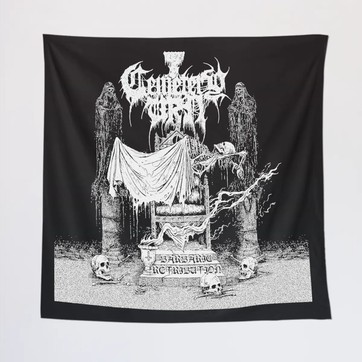 Cemetery Urn Tapestry, Cemetery Urn Barbaric Retribution Tapestry Wall Poster