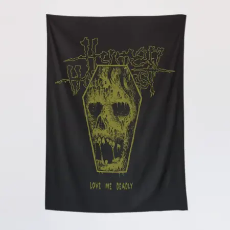 Hymen Holocaust Wall Tapestry, Hymen Holocaust Love Me Deadly Tapestry Wall Poster