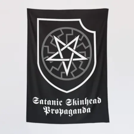 Satanic Skinhead Propaganda Tapestry, Satanic Skinhead Propaganda Tapestry Wall Poster