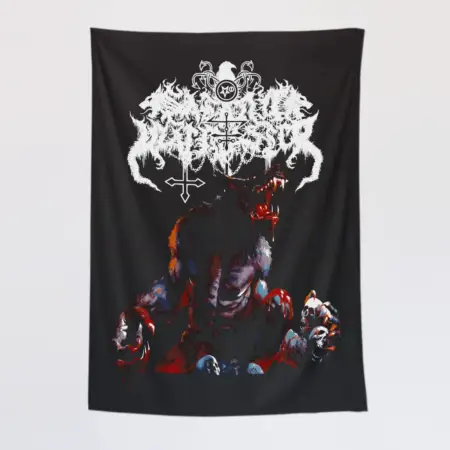Satanic Warmaster Wall Tapestry, Satanic Warmaster Aamongandr Tapestry Wall Poster