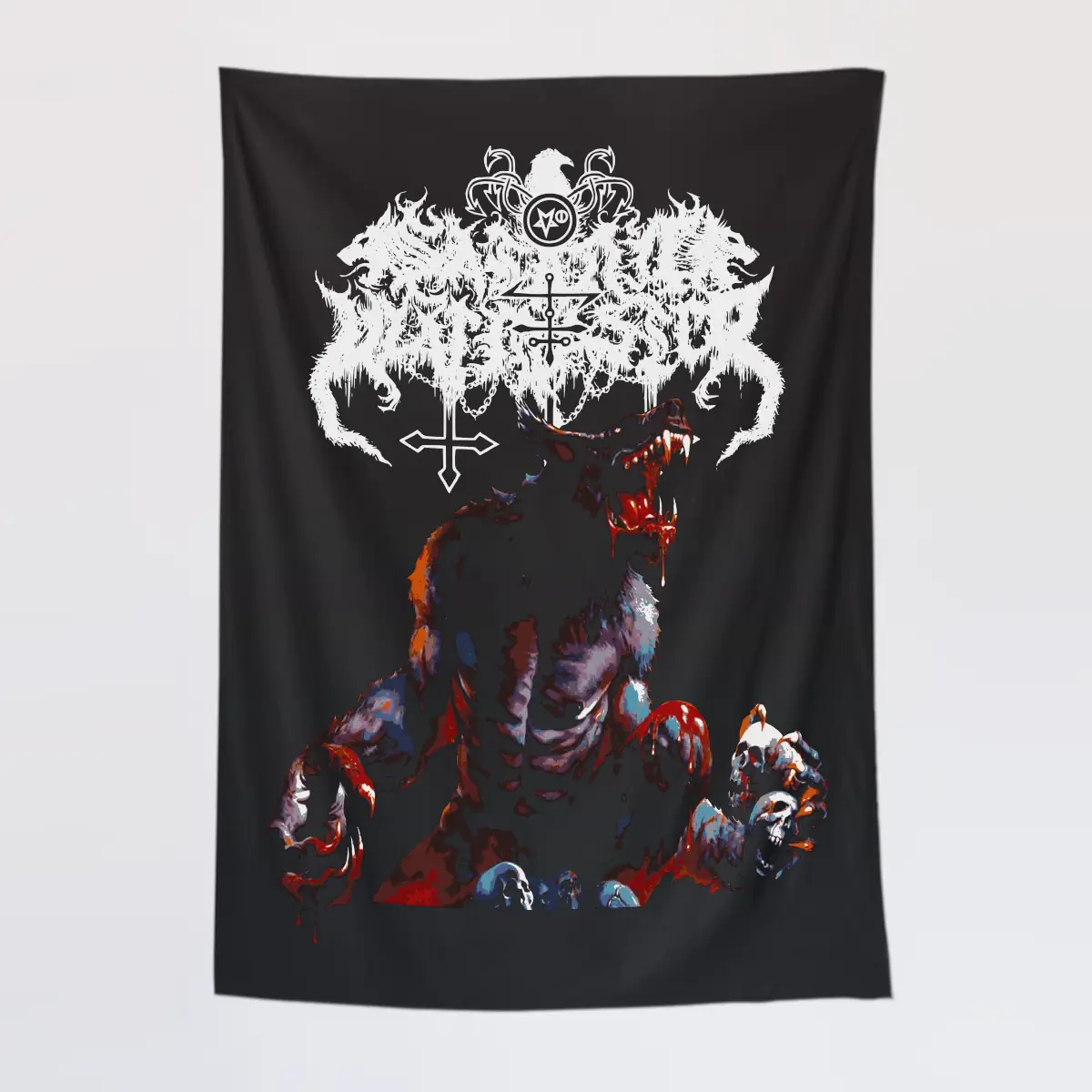 Satanic Warmaster Wall Tapestry, Satanic Warmaster Aamongandr Tapestry Wall Poster