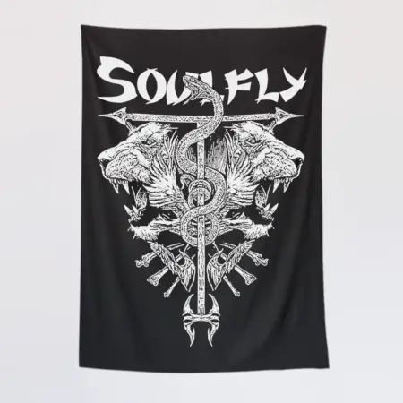 Soulfly Wall Tapestry, Soulfly Lion Artwork Tapestry Wall Poster