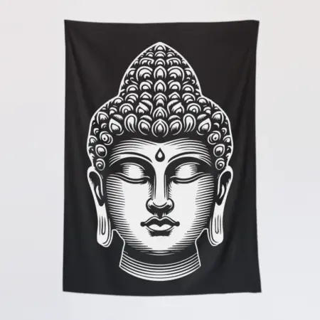Buddha Head Tapestry, Buddha Statue Tapestry Wall Poster