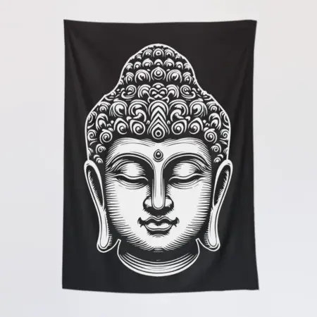 Buddha Head Tapestry, Buddha Statue Tapestry Wall Poster