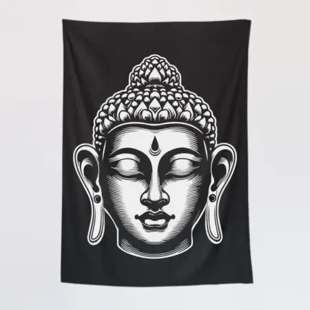 Buddha Head Tapestry, Buddha Statue Tapestry Wall Poster