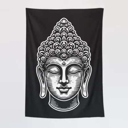 Buddha Head Tapestry, Buddha Statue Tapestry Wall Poster