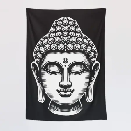Buddha Head Tapestry, Buddha Statue Tapestry Wall Poster