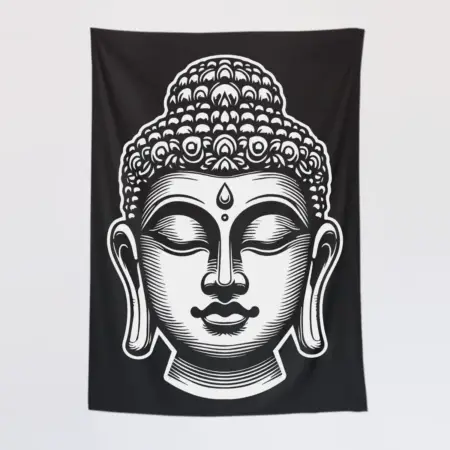 Buddha Head Tapestry, Buddha Statue Tapestry Wall Poster