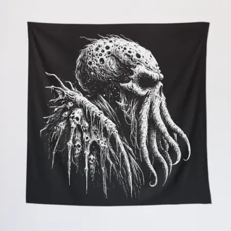 Cthulhu Octopus Monster Tapestry, Mythos Cosmic Creature Wall Poster