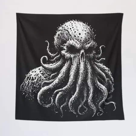 Cthulhu Octopus Monster Tapestry, Mythos Cosmic Creature Wall Poster