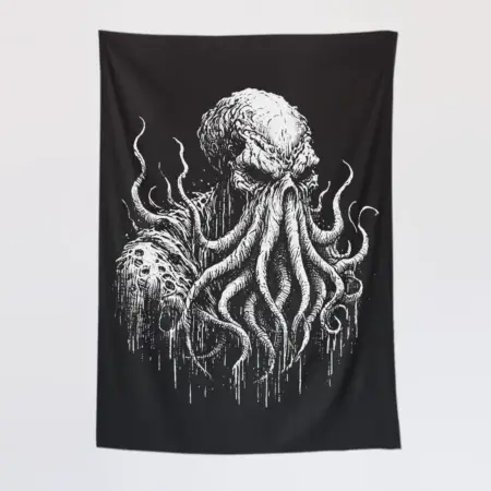 Cthulhu Octopus Monster Tapestry, Mythos Cosmic Creature Wall Poster
