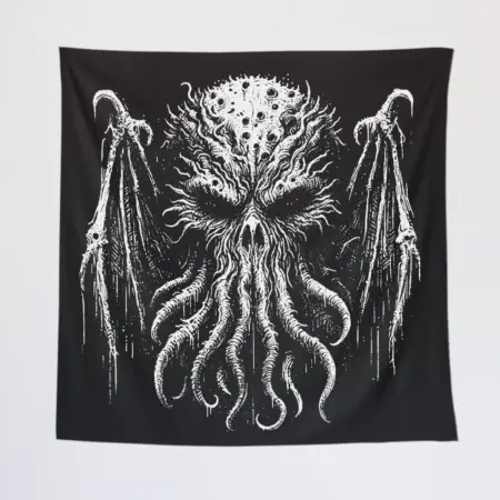 Cthulhu Octopus Monster Tapestry, Mythos Cosmic Creature Wall Poster
