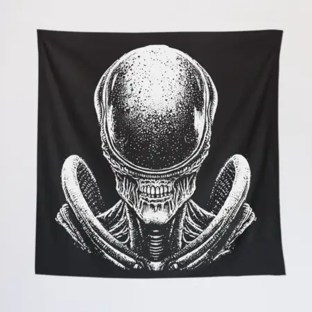 Scary Alien Tapestry, Alien Head Tapestry Wall Poster