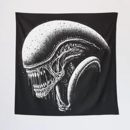 Scary Alien Tapestry, Alien Head Tapestry Wall Poster