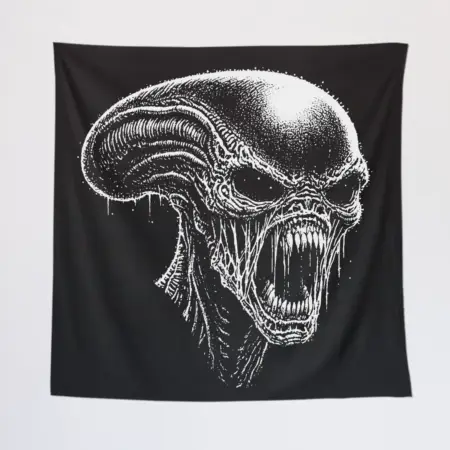 Scary Alien Tapestry, Alien Head Tapestry Wall Poster