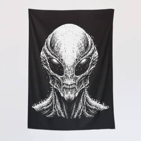 Scary Alien Tapestry, Alien Head Tapestry Wall Poster