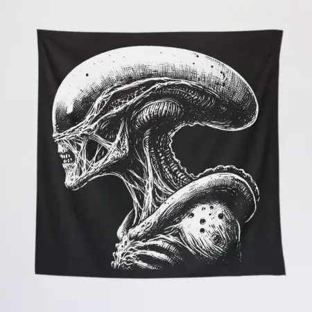 Scary Alien Tapestry, Alien Head Tapestry Wall Poster