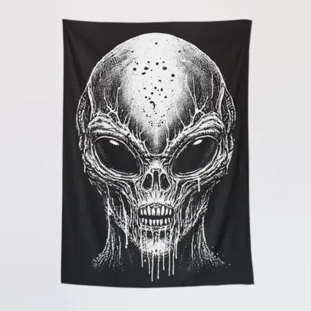 Scary Alien Tapestry, Alien Head Tapestry Wall Poster