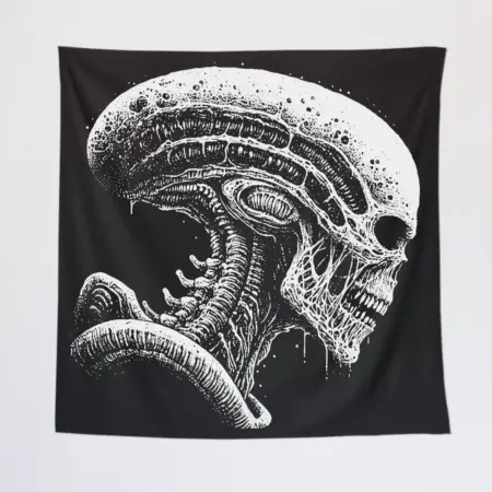 Scary Alien Tapestry, Alien Head Tapestry Wall Poster