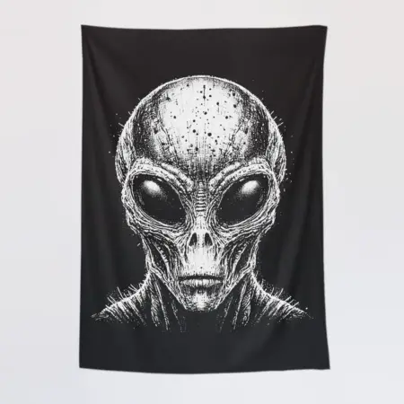 Scary Alien Tapestry, Alien Head Tapestry Wall Poster