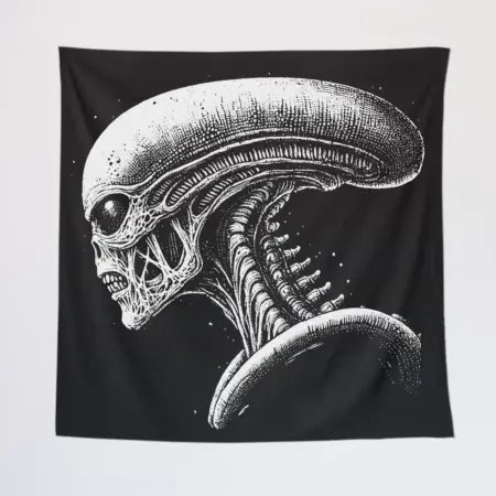 Scary Alien Tapestry, Alien Head Tapestry Wall Poster