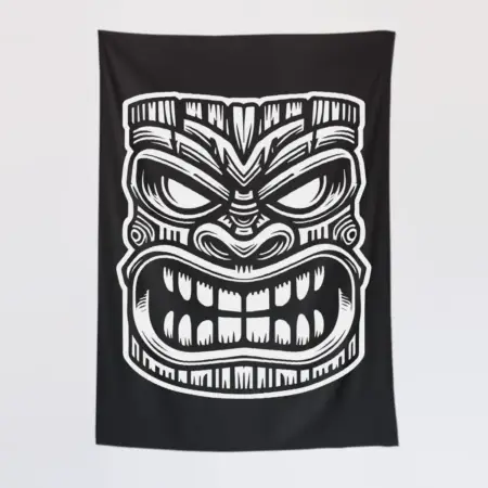 Tiki Mask Tapestry, Tribal Hawaiian Tapestry Wall Poster