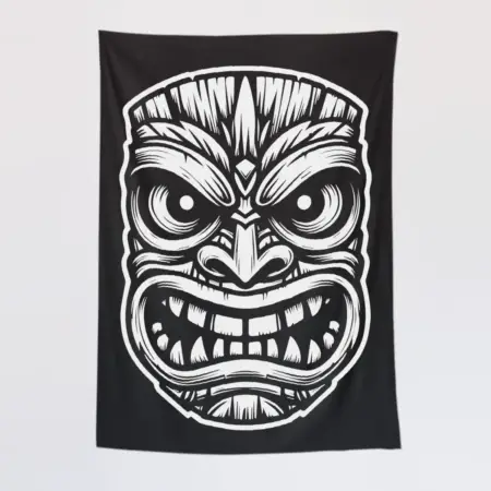 Tiki Mask Tapestry, Tribal Hawaiian Tapestry Wall Poster