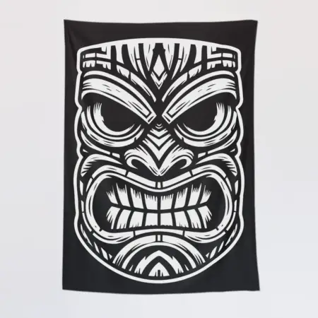 Tiki Mask Tapestry, Tribal Hawaiian Tapestry Wall Poster
