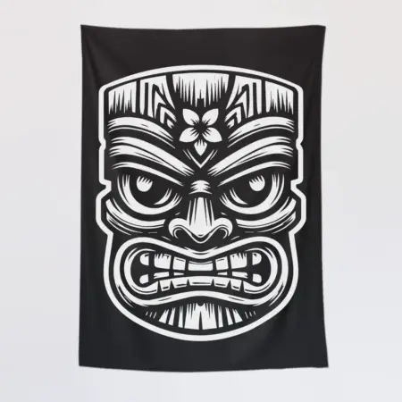 Tiki Mask Tapestry, Tribal Hawaiian Tapestry Wall Poster